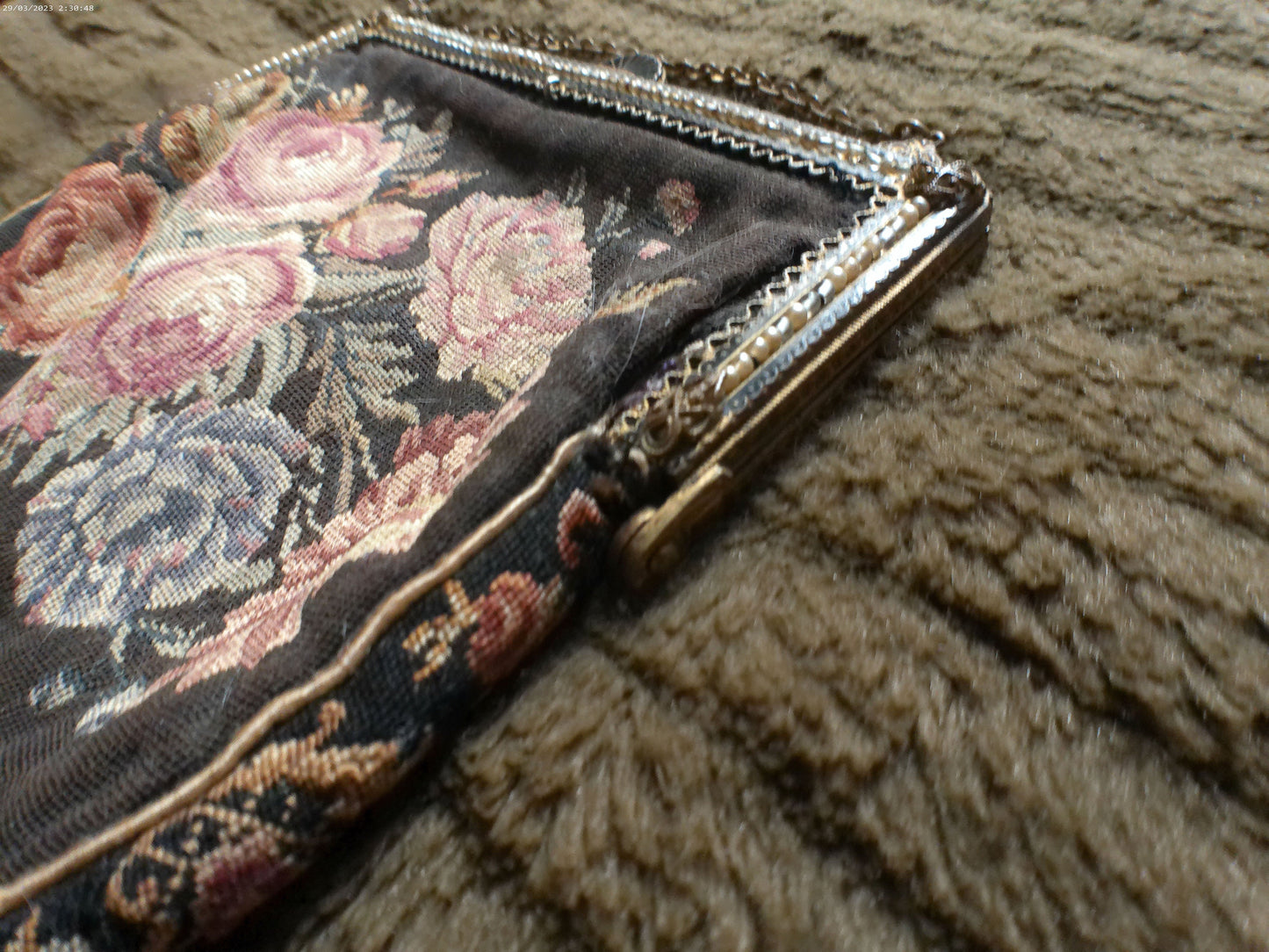 Vintage Floral Needlepoint Tapestry Handbag