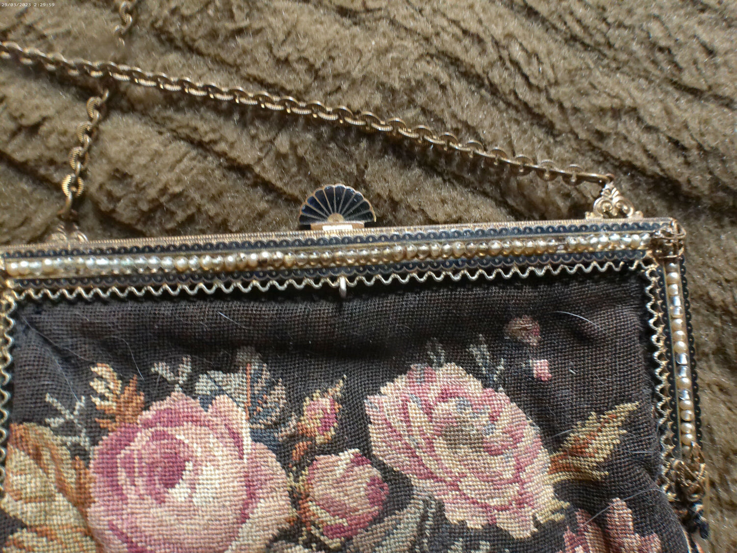 Vintage Floral Needlepoint Tapestry Handbag